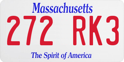 MA license plate 272RK3