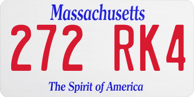 MA license plate 272RK4