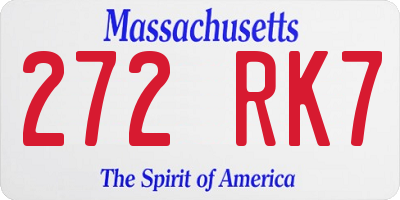 MA license plate 272RK7