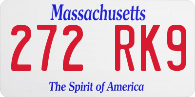 MA license plate 272RK9