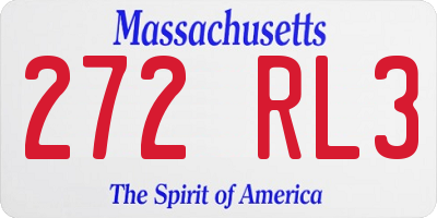 MA license plate 272RL3