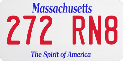MA license plate 272RN8