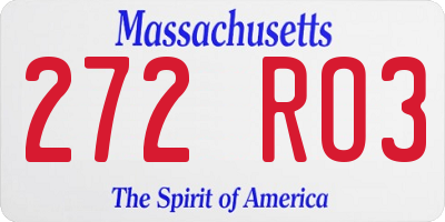 MA license plate 272RO3