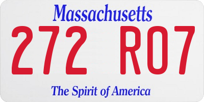 MA license plate 272RO7