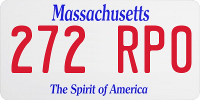 MA license plate 272RP0