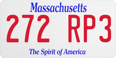 MA license plate 272RP3