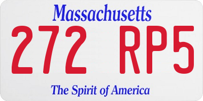 MA license plate 272RP5