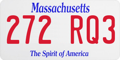 MA license plate 272RQ3