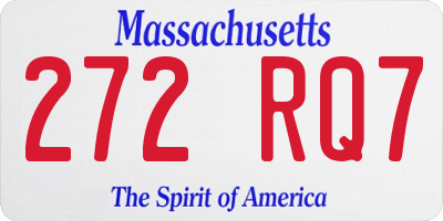 MA license plate 272RQ7