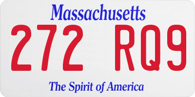 MA license plate 272RQ9