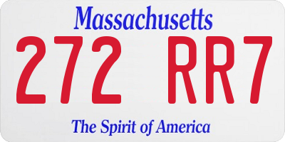 MA license plate 272RR7
