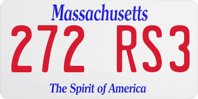 MA license plate 272RS3