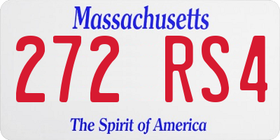 MA license plate 272RS4