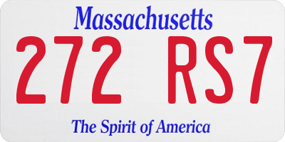MA license plate 272RS7