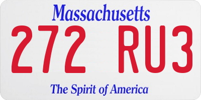 MA license plate 272RU3