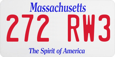 MA license plate 272RW3