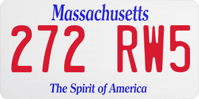 MA license plate 272RW5