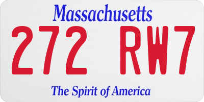 MA license plate 272RW7