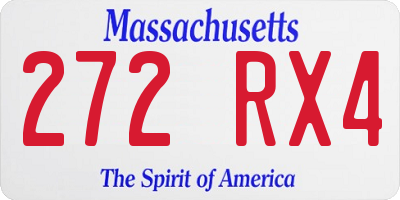 MA license plate 272RX4