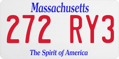 MA license plate 272RY3