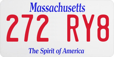 MA license plate 272RY8