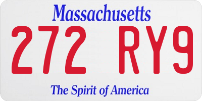 MA license plate 272RY9