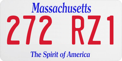 MA license plate 272RZ1