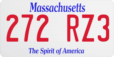 MA license plate 272RZ3