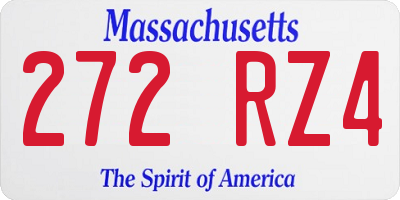 MA license plate 272RZ4