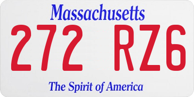MA license plate 272RZ6