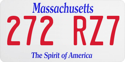 MA license plate 272RZ7