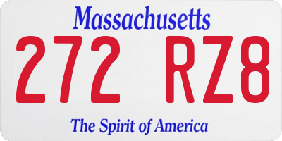 MA license plate 272RZ8