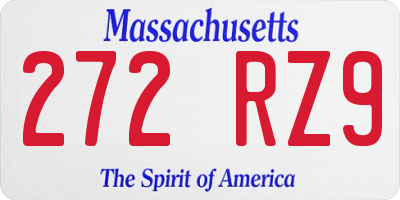 MA license plate 272RZ9