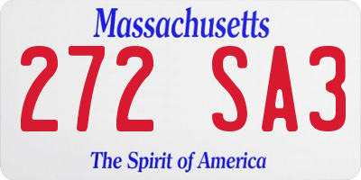 MA license plate 272SA3
