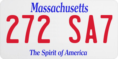 MA license plate 272SA7