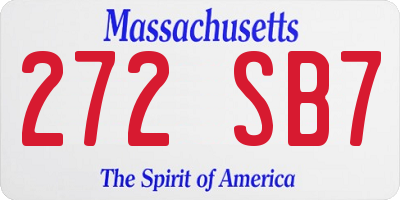 MA license plate 272SB7
