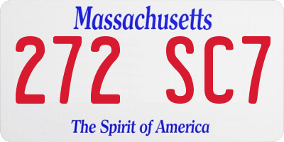 MA license plate 272SC7