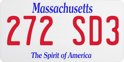 MA license plate 272SD3
