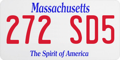 MA license plate 272SD5