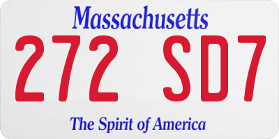 MA license plate 272SD7