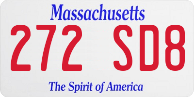 MA license plate 272SD8