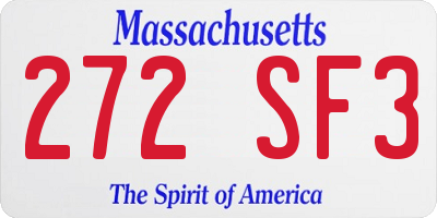 MA license plate 272SF3