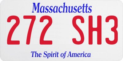 MA license plate 272SH3