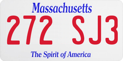 MA license plate 272SJ3