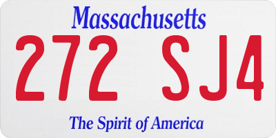 MA license plate 272SJ4