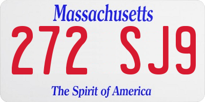 MA license plate 272SJ9