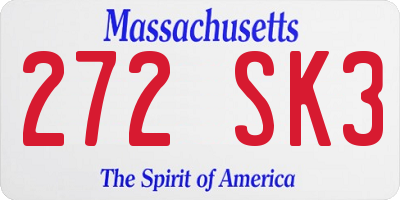 MA license plate 272SK3