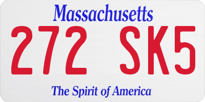 MA license plate 272SK5