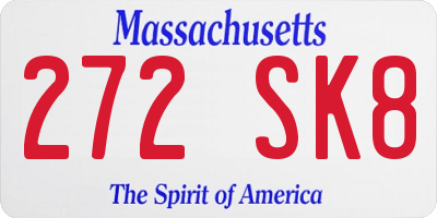MA license plate 272SK8