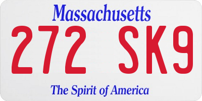 MA license plate 272SK9
